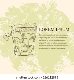 Cocktail americano scetch, classic alcoholic masterpieces. Based on citrus, red vermouth and soda