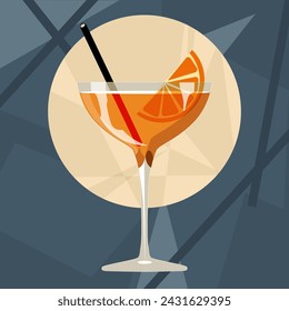 Cocktail  Aperol Spriz vector retro illustration