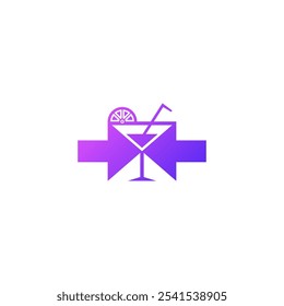Coquetel e setas design de logotipo de espaço negativo.