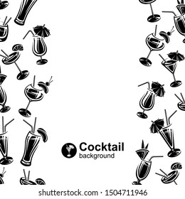 Cocktail background. Collection icon cocktail. Vector