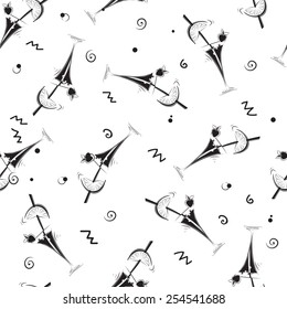 Cocktail background. Vector seamless  pattern with  cocktails 