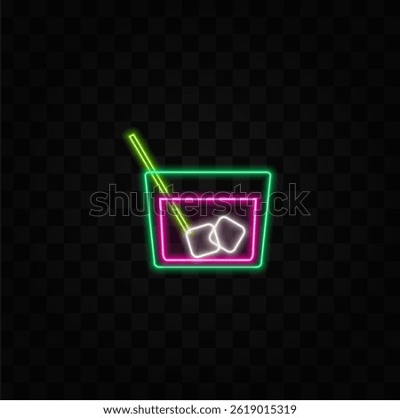 Cocktail backround. Tropical Cocktails vector set. neon style. sparkling wine glasses.