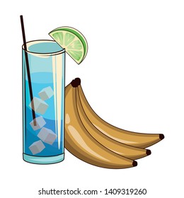 cocktail with bananas icon cartoon vector illustration graphic design