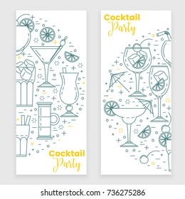 Cocktail banner with martini, long and shot cocktails