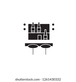 Cocktail bar black vector concept icon. Cocktail bar flat illustration, sign