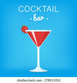 Cocktail Bar Illustration with Daiquiri Cocktail