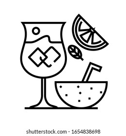 Cocktail bar line icon, concept sign, outline vector illustration, linear symbol.