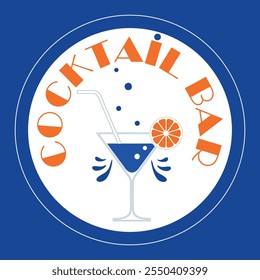 Cocktail bar - logo for cafes and bars. A glass with a cocktail in a circle. Vector.