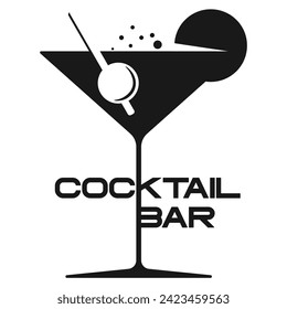 Cocktail bar logo design. alcohol drink icon. cocktail glass logotype