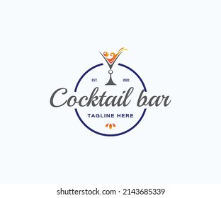 Cocktail Bar Logo Design Template. 
Bar Logo Vector Art, Icons, and Graphics.