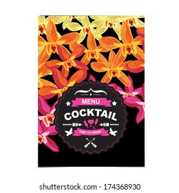 Cocktail bar menu, template design.Vector illustration.