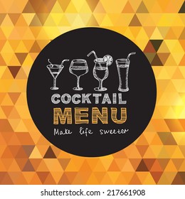 Cocktail bar menu, template design.Vector illustration.