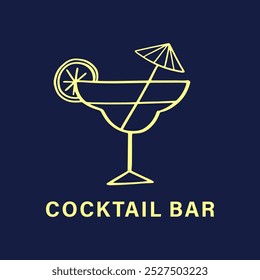 Cocktail bar neon banner. Vector logo badge. Hand drawing logotype emblem. Vector sketch icon illustration