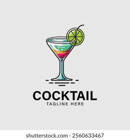 Cocktail Bar Vector Logo Design