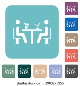 Cocktail bar white flat icons on color rounded square backgrounds