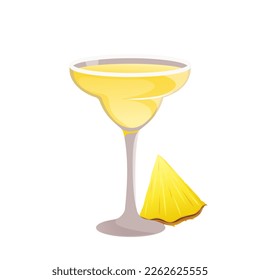 Cocktail "Barracuda".Classic alcoholic cocktail with rum, liqueur.pineapple and lime juice, champagne.Vector illustration.