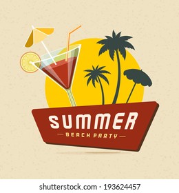 Cocktail beach party summer holidays vector poster or background. 