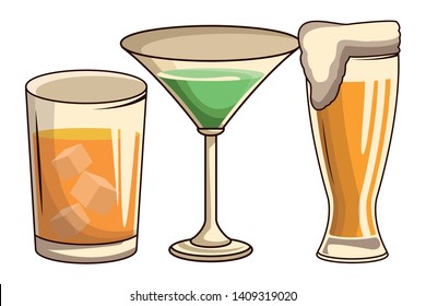 cocktail and beer icon cartoon vector illustration graphic design