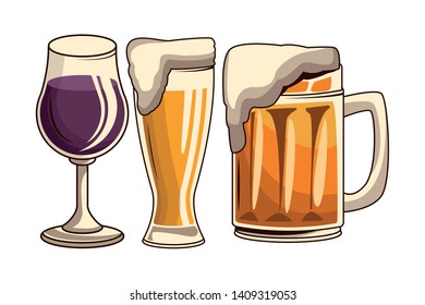 cocktail and beer icon cartoon vector illustration graphic design