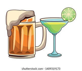 cocktail and beer icon cartoon vector illustration graphic design