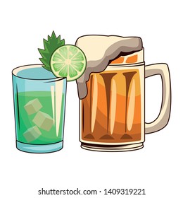 cocktail and beer icon cartoon vector illustration graphic design