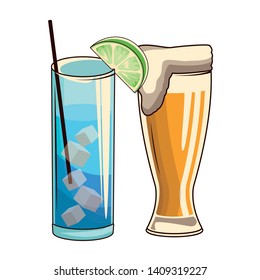cocktail and beer icon cartoon vector illustration graphic design