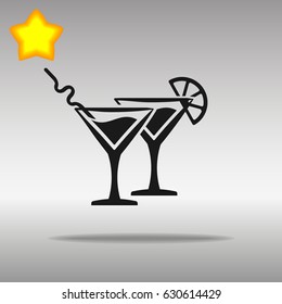 Cocktail black Icon button logo symbol concept high quality on the gray background