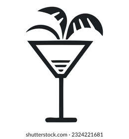 Cocktail black and white icon. vector illustration