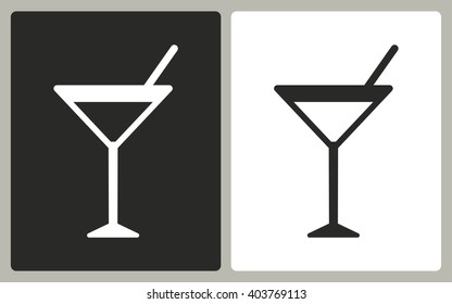 Cocktail   -  black and white icons. Vector illustration. 