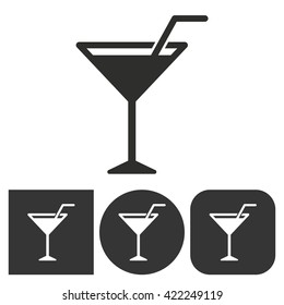 Cocktail   -  black and white icons. Vector illustration. 