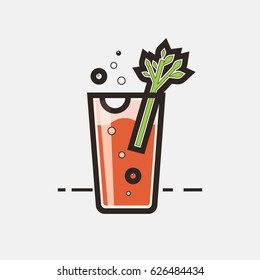 Cocktail Bloody Mary vector concept. Element made in flat style for menu, posters, brochures for cafe, bar or restaurant. 