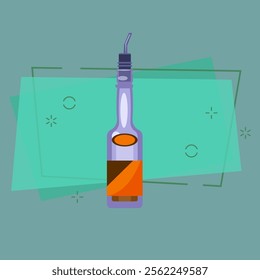 Cocktail in bottle flat illustration. Lemonade, soda, alcoholic drink. Alcohol concept. Vector can be used for topics like drinks, beverage, bar