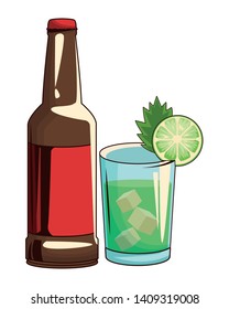 cocktail and bottle icon cartoon vector illustration graphic design