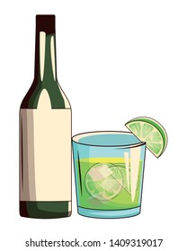 cocktail and bottle icon cartoon vector illustration graphic design