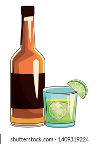 cocktail and bottle icon cartoon vector illustration graphic design