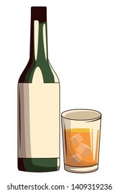 cocktail and bottle icon cartoon vector illustration graphic design