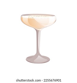 Cocktail "Brandy Alexander" with cream based on brandy and chocolate liqueur.Classic bar drink. Vector illustration.