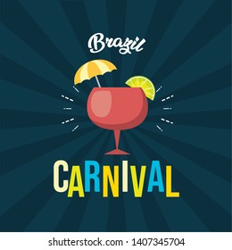 cocktail brazil carnival festival black background vector illustration