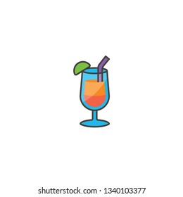 cocktail cartoon icon on a white background