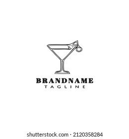 cocktail cartoon logo icon design template black modern isolated flat illustration