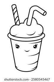 Cocktail in cartoon style. Illustration of cute funny character.