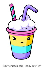 Cocktail in cartoon style. Illustration of cute funny character.