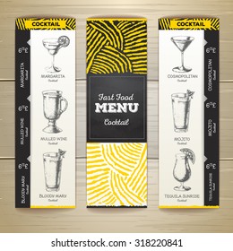 Cocktail chalk drawing design sketch. Document template. Corporate identity