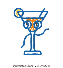cocktail character retro music doodle icon sketch vector. cocktail character retro music sign. isolated symbol illustration