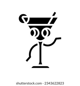 cocktail character retro music glyph icon vector. cocktail character retro music sign. isolated symbol illustration