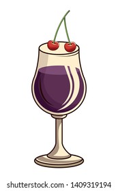 cocktail with cherries icon cartoon vector illustration graphic design