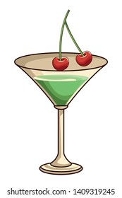 cocktail with cherries icon cartoon vector illustration graphic design