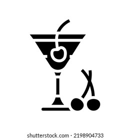 cocktail cherry glyph icon vector. cocktail cherry sign. isolated symbol illustration