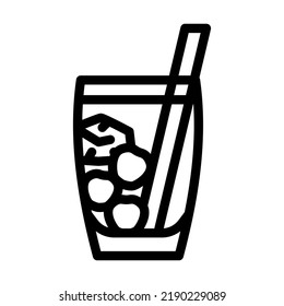 vector de icono de línea de cerezo de cóctel. signo de cereza de cóctel. símbolo de contorno aislado ilustración negra