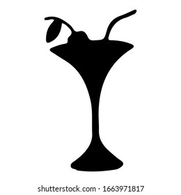 Cóctel con silueta negra de cerezo y pipa sobre un fondo blanco. Ilustración vectorial de material.